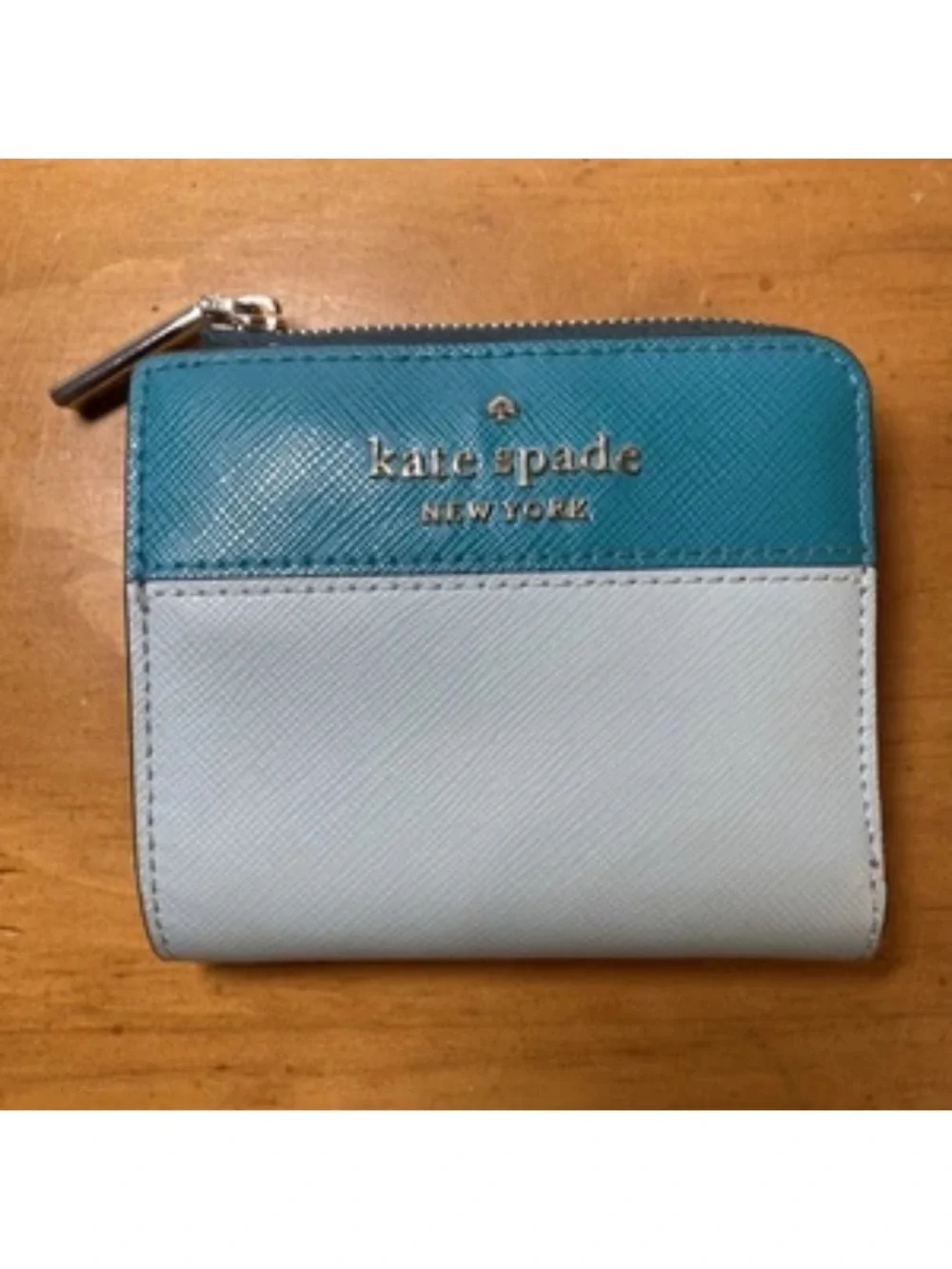 Kate Spade New York Staci Colorblock Wallet Teal Blue Poolside Multi Leather
